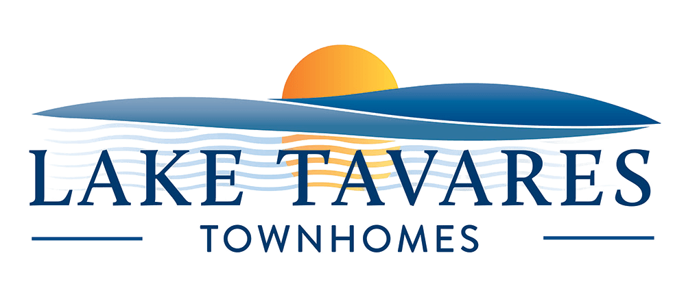 Lake Tavares townhomes logo with a sunset in the background.